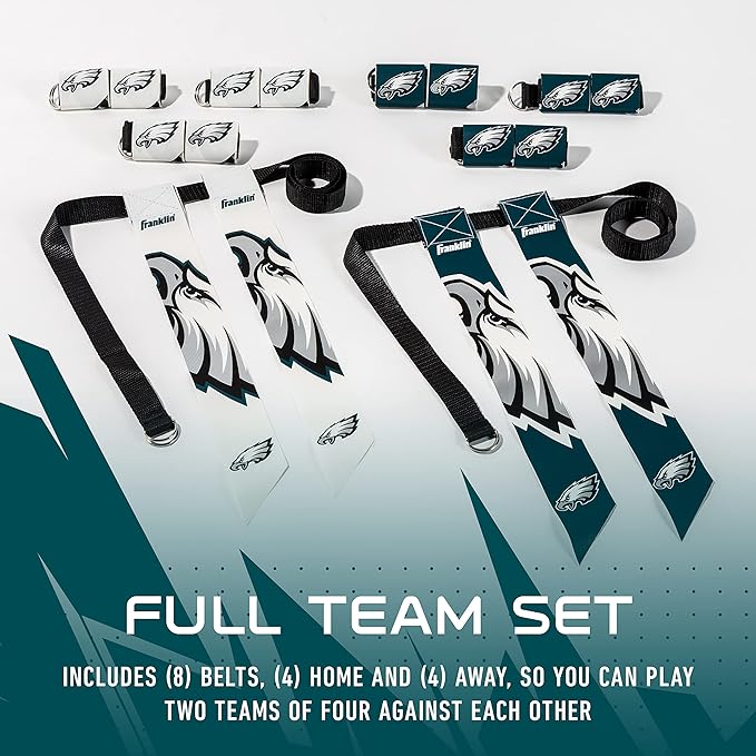 Franklin Sports NFL Team Flag Football Set — Belts + Flags (Kids + Adults, Fits Up to 36" Waist)